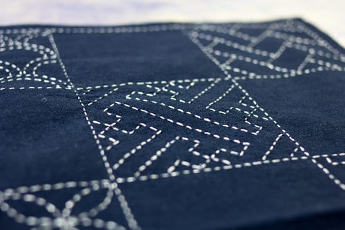 Eleganza™ makes a statement when used for sashiko, a traditional Japanese stitching technique often done on indigo fabric.